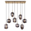 BLACKY - Lustre 8 lampes en métal laiton et verre fumé