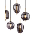 BLACKY - Lustre 8 lampes en métal laiton et verre fumé