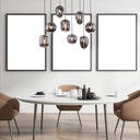 BLACKY - Lustre 8 lampes en métal laiton et verre fumé