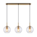 ADARA - Lustre 3 lampes en métal laiton et verre transparent