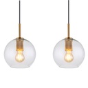 ADARA - Lustre 3 lampes en métal laiton et verre transparent