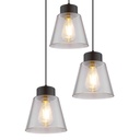 GUMBA - Lustre 3 lampes en métal noir et verre transparent Ø48