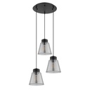 GUMBA - Lustre 3 lampes en métal noir et verre transparent Ø48