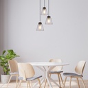 GUMBA - Lustre 3 lampes en métal noir et verre transparent Ø48