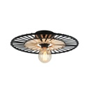 FAN - Applique / Plafonnier en métal noir et bambou naturel Ø45