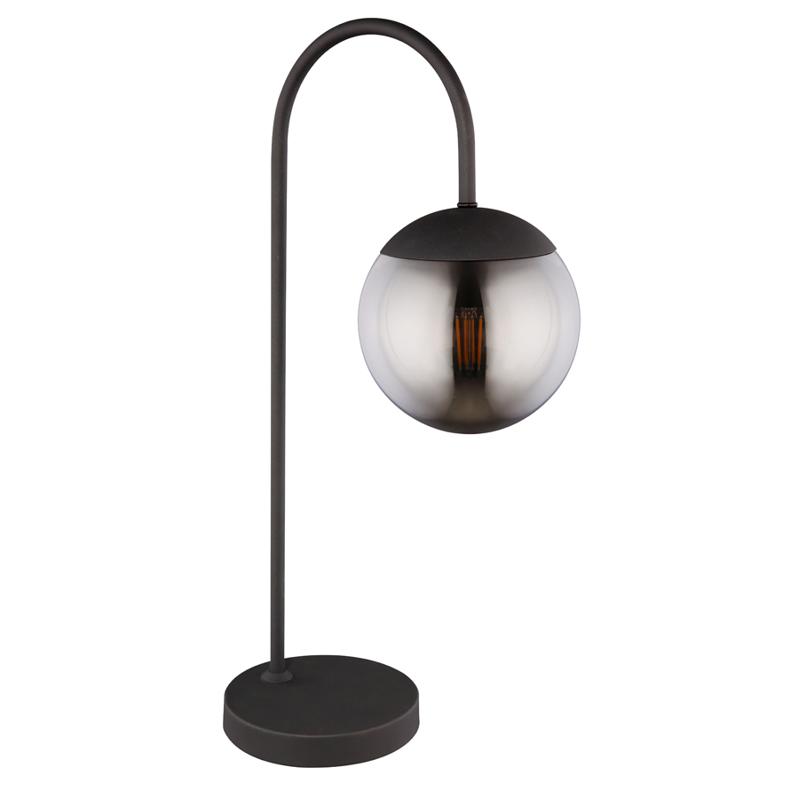 BLAMA - Lampe à poser en métal noir et verre fumé H51