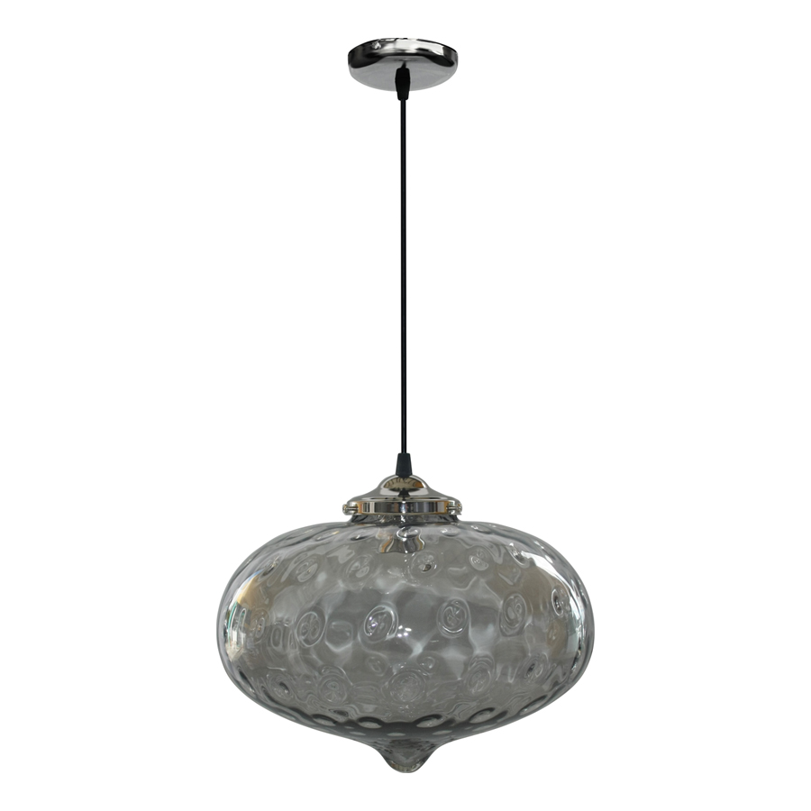 EVE - Suspension en verre transparent et métal gris Ø25