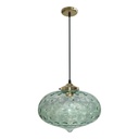EVE - Suspension en verre transparent et métal vert Ø25