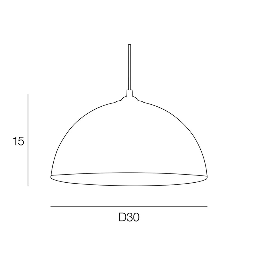 ICONE - Suspension dôme en métal noir intérieur blanc Ø30