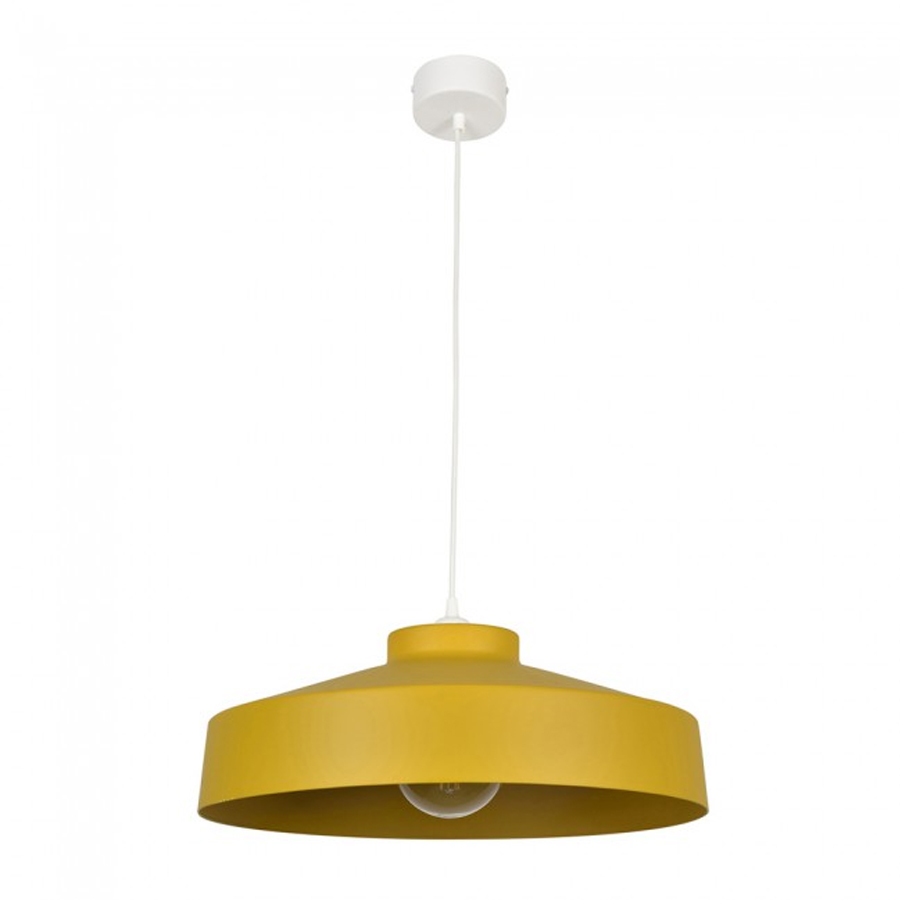 Suspension Archi en métal moutarde avec un design moderne, idéale pour éclairer votre intérieur. Dakar, Sénégal