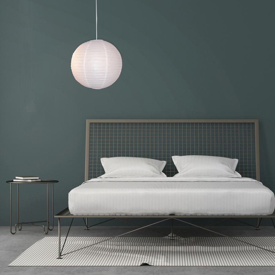 Belle suspension en papier blanche exposée dans une chambre, disponible sur Dakar, Sénégal.