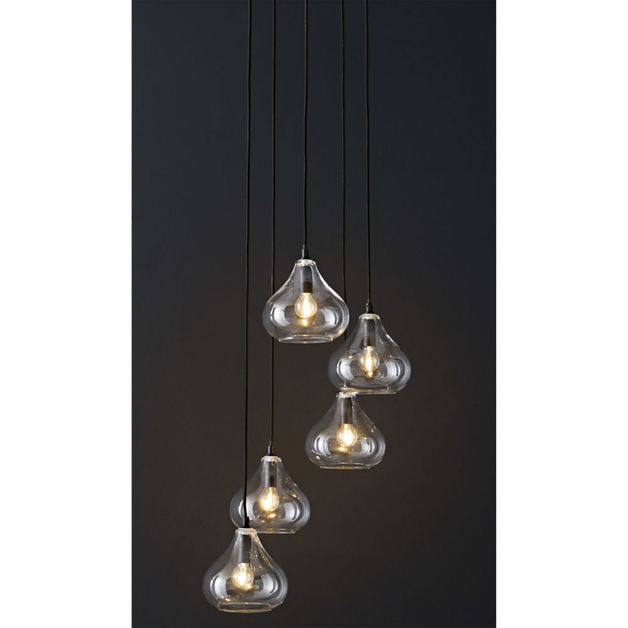 Lustre 5 nova globes en verre et métal noir Dakar , Sénégal