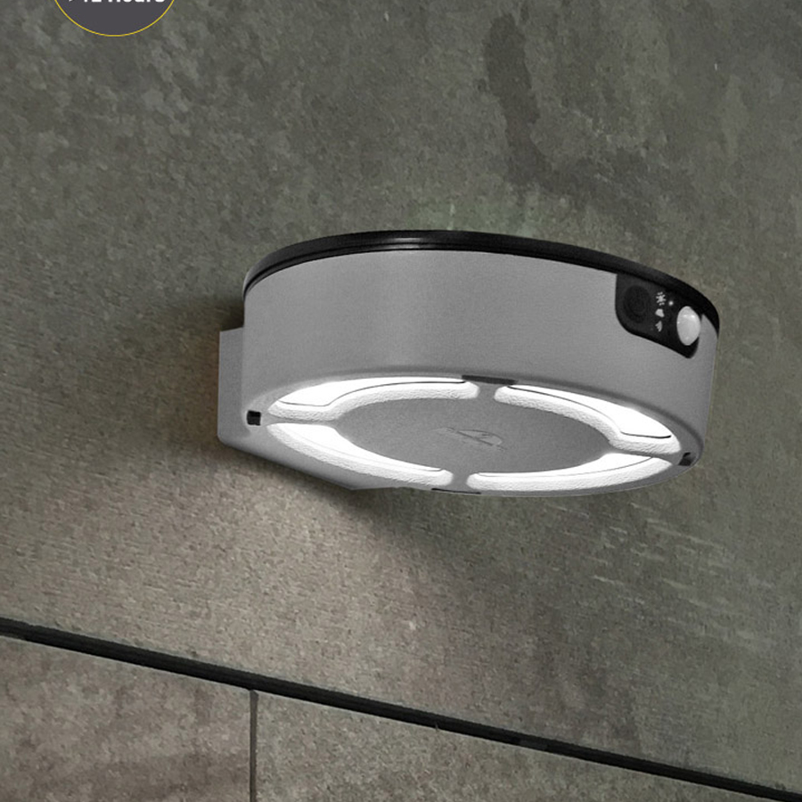 FORTUNATO - Applique murale solaire LED en résine noir étanche IP55 Ø18