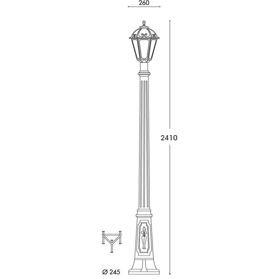 Schéma lampadaire d'extérieur Salam Ricu en résine noire Lanterne hexagonale classique E27 IP55 Dakar, Sénégal