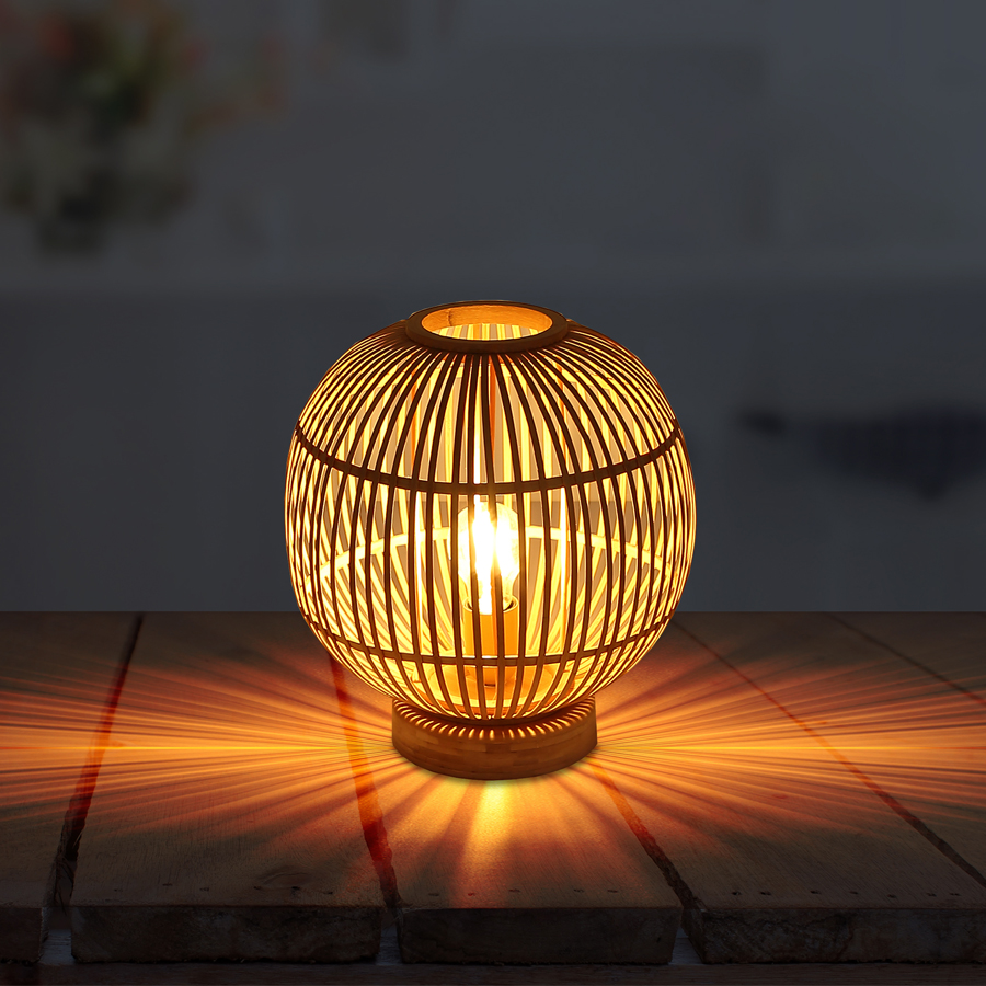 HILDEGARD - Lampe à poser en bambou naturel H33,5
