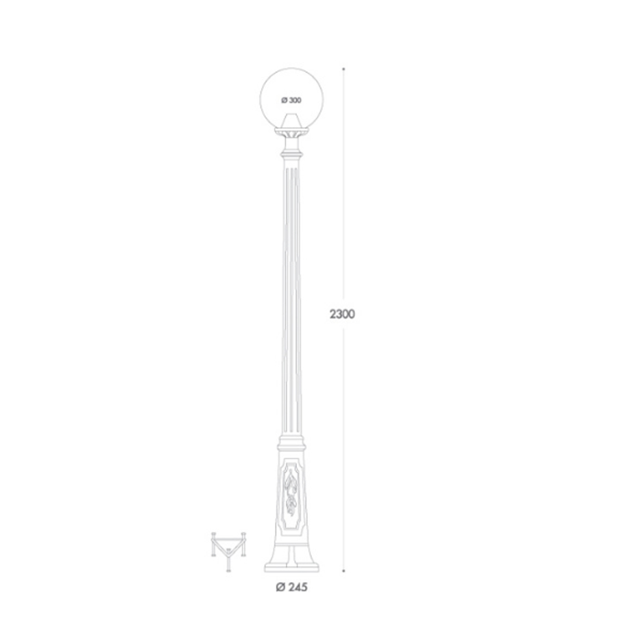 Lampadaire d'extérieur RICU/G300 Globe en résine noire PMMA 300mm IP55 Dakar, Sénégal