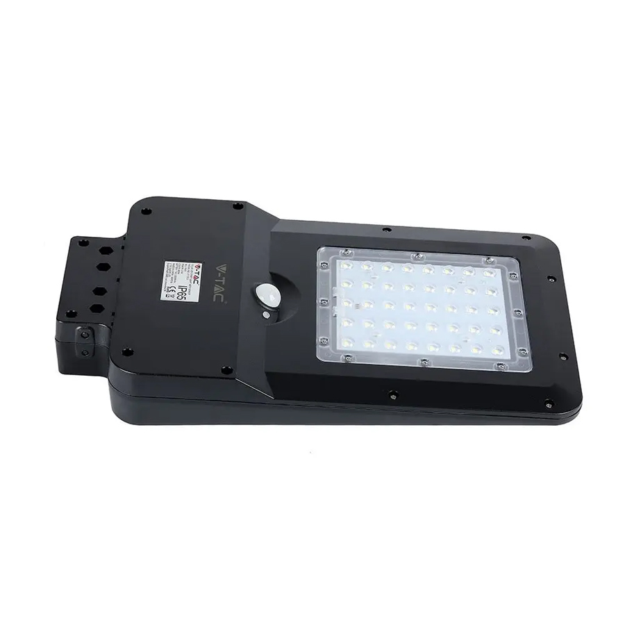 Lampadaire LED solaire noir étanche IP65 Lumière Blanche Naturelle