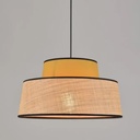 Suspension Majorque en coton et raphia moutarde, vue rapprochée, parfaite pour la décoration intérieure moderne à Dakar, Sénégal.