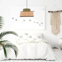 Suspension Majorque en coton et raphia kaki installée dans une chambre au design bohème - Dakar, Sénégal.
