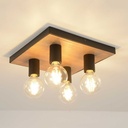CONRAD - Plafonnier 4 lampes en bois naturel 30x30cm