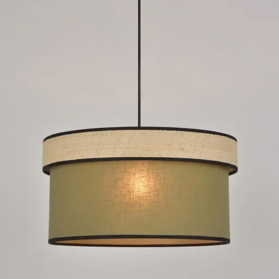 AMMAN - Suspension cylindre en coton et raphia kaki Ø38