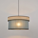 Suspension Amman en forme de cylindre, fabriquée en coton et raphia de couleur pétrole, idéale pour un intérieur moderne, Dakar, Sénégal.