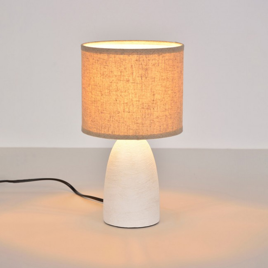 GAÏA - Lampe à poser en céramique blanc et lin H28cm