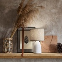 GAÏA - Lampe à poser en céramique blanc et lin H28cm