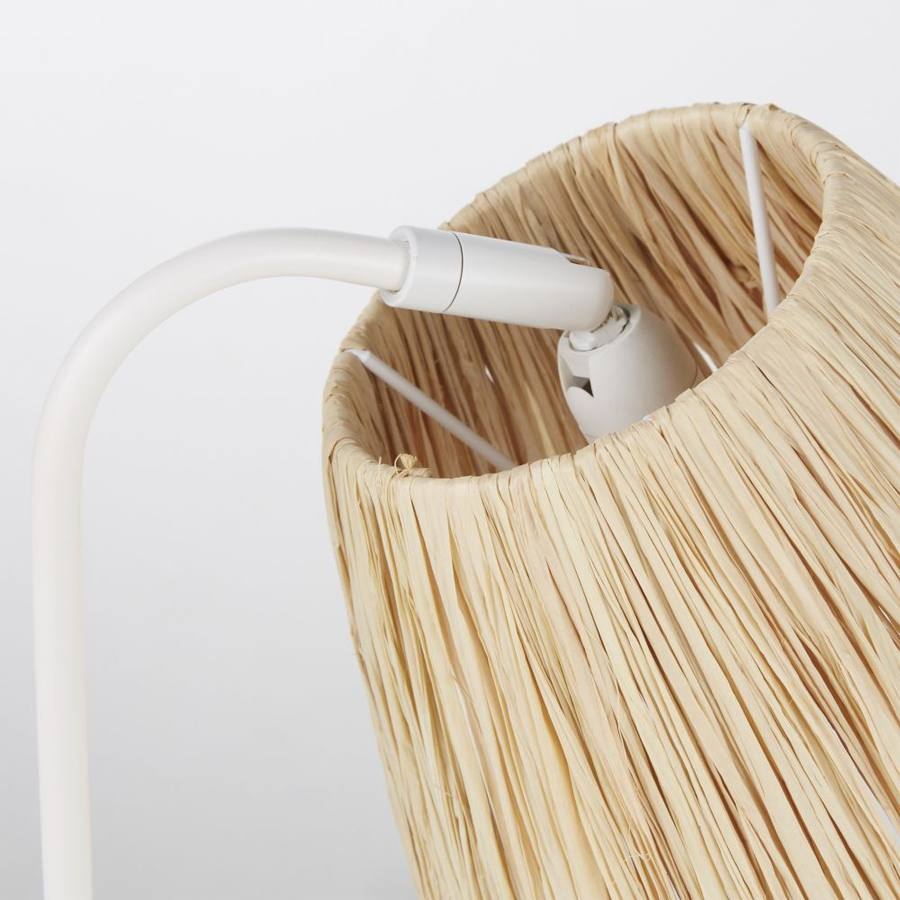 FLORA - Lampe en métal écru abat-jour en matière naturelle H48