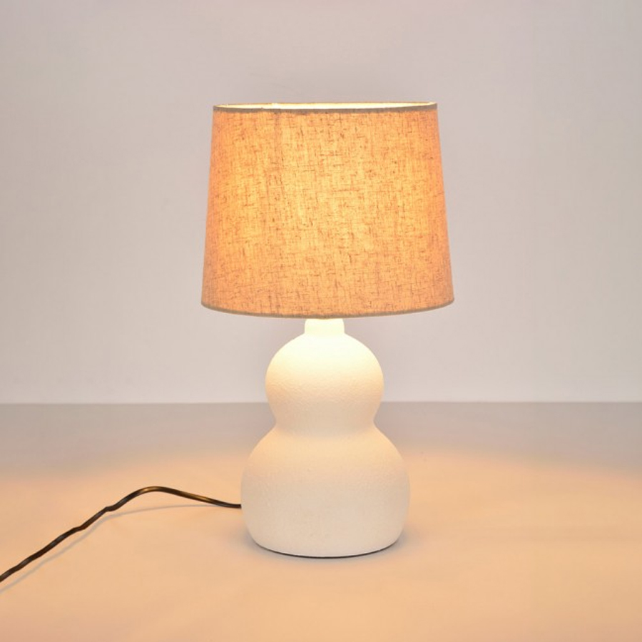 DRYADE -  Lampe à poser en céramique abat-jour en coton couleur crème H38,5