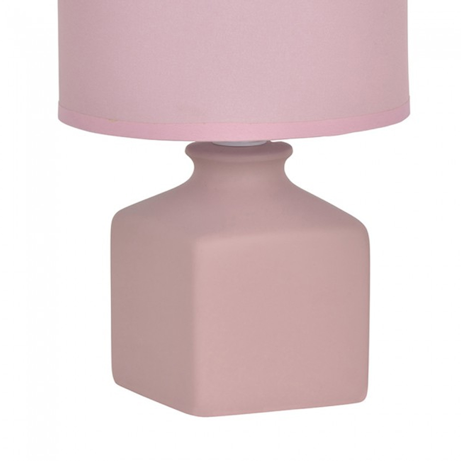 IDA - Lampe à poser base carrée en céramique mat rose H25cm