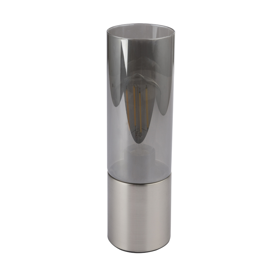 ANNIKA - Lampe à poser en métal nickel mat et verre fumé H30