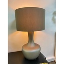 GLOSS - Lampe à poser en verre anthracite, abat-jour en tissu H82