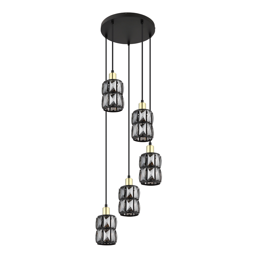 Lustre 5 lampes wolli métal noir et cristaux de verre Dakar , Sénégal
