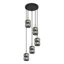 Lustre 5 lampes wolli métal noir et cristaux de verre Dakar , Sénégal