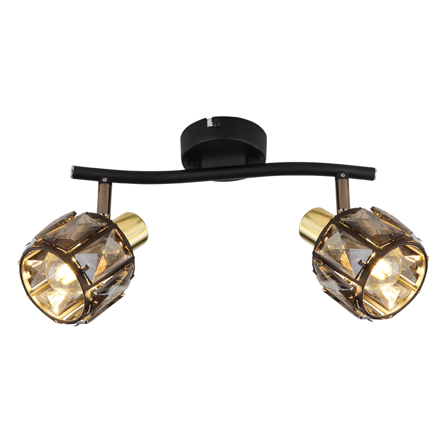 INDIANA - Spot / Plafonnier 2 lampes en métal noir et doré