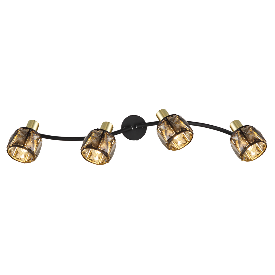 Spot plafonnier Indiana à 4 lampes en métal noir et doré – Éclairage moderne et élégant pour un intérieur raffiné – Dakar, Sénégal.