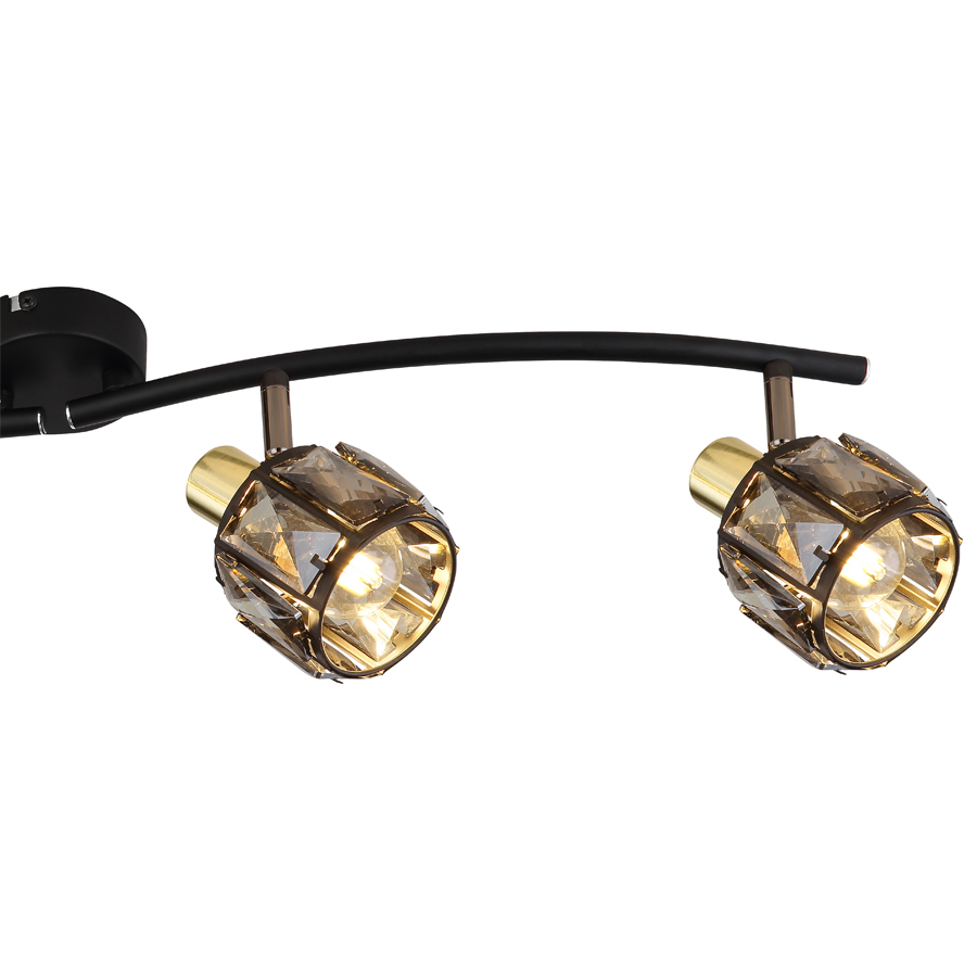 Spot plafonnier Indiana à 4 lampes en métal noir et doré – Éclairage moderne et élégant pour un intérieur raffiné – Dakar, Sénégal.