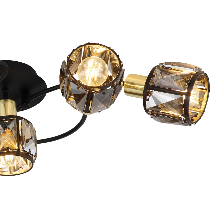 Lustre plafonnier Indiana à 5 lampes en métal noir et doré – Idéal pour un éclairage élégant et moderne – Dakar, Sénégal.