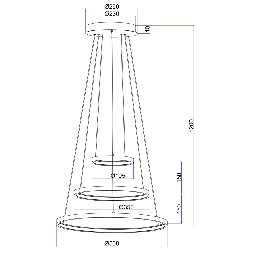 Lustre LED 57W ralph en métal noir Lumière Jaune Dakar, Sénégal