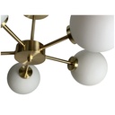 EDMOND - Lustre 5 lampes en métal doré et verre blanc