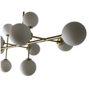 EDMOND - Lustre 10 lampes en métal doré et verre blanc