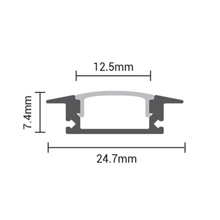 Profil pour ruban LED en aluminium noir L200cm