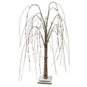 GOUYE - Lampadaire LED en bois tressé marron grisé H90