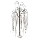 GOUYE - Lampadaire LED en bois tressé marron grisé H160