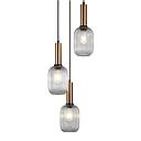 Lustre 3 lampes holli en métal laiton brossé et verre opale