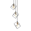 [STVL601] BILLE - Lustre 3 lampes en métal filaire noir et laiton brossé Ø46