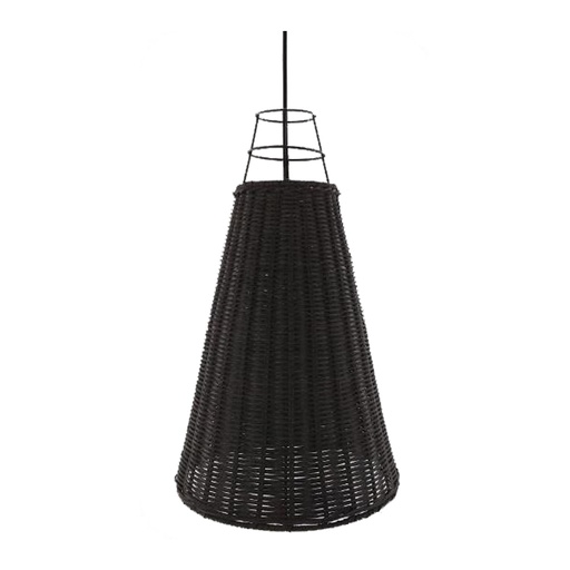 Suspension Chimo en métal noir et rotin noir