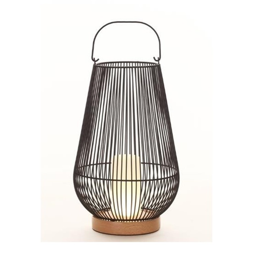 OPUS - Lampe à poser en métal noir et bois naturel Ø40,5