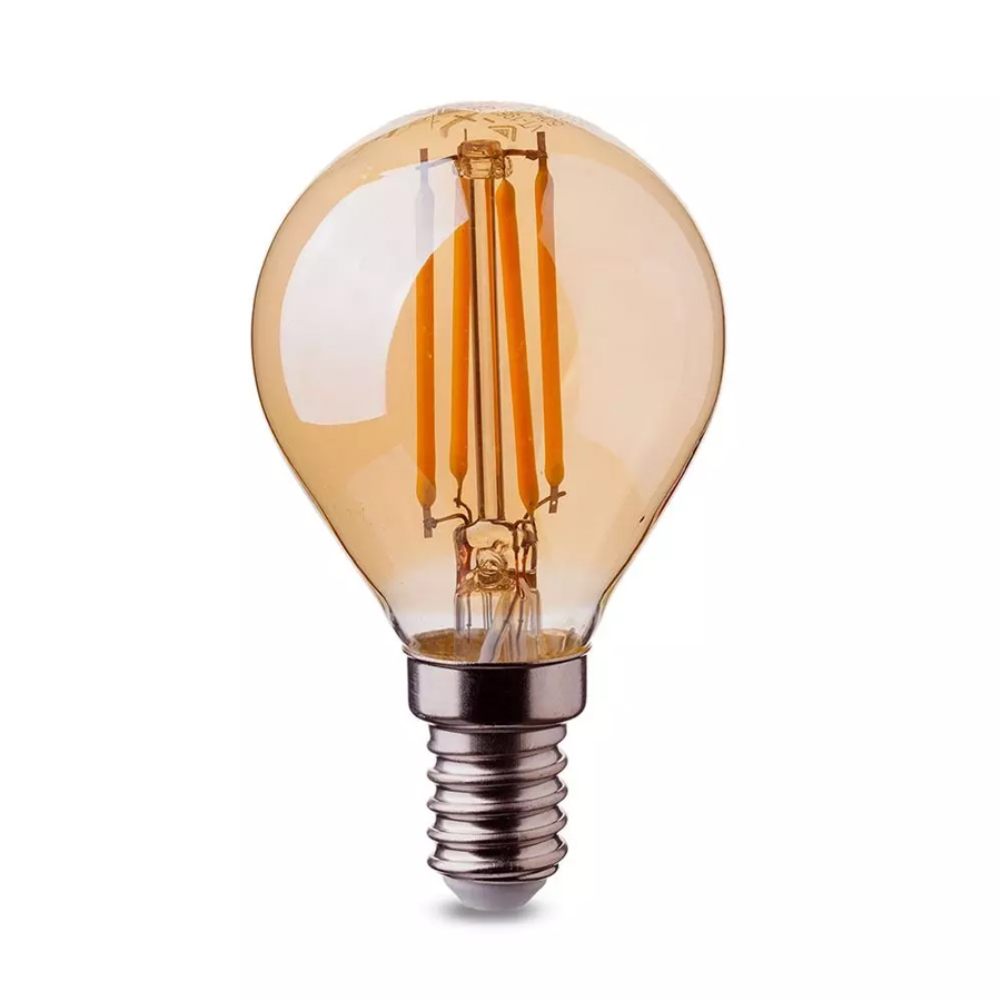 Ampoule LED Filament P45 E14 4W Verre ambre Lumière Jaune